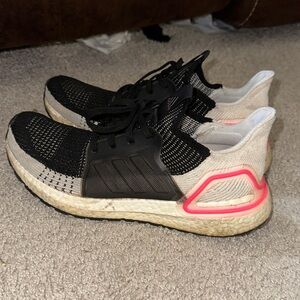 Adidas Womens Ultra Boost 19 Running Shoes Black EF1625 Color Block Lace Up